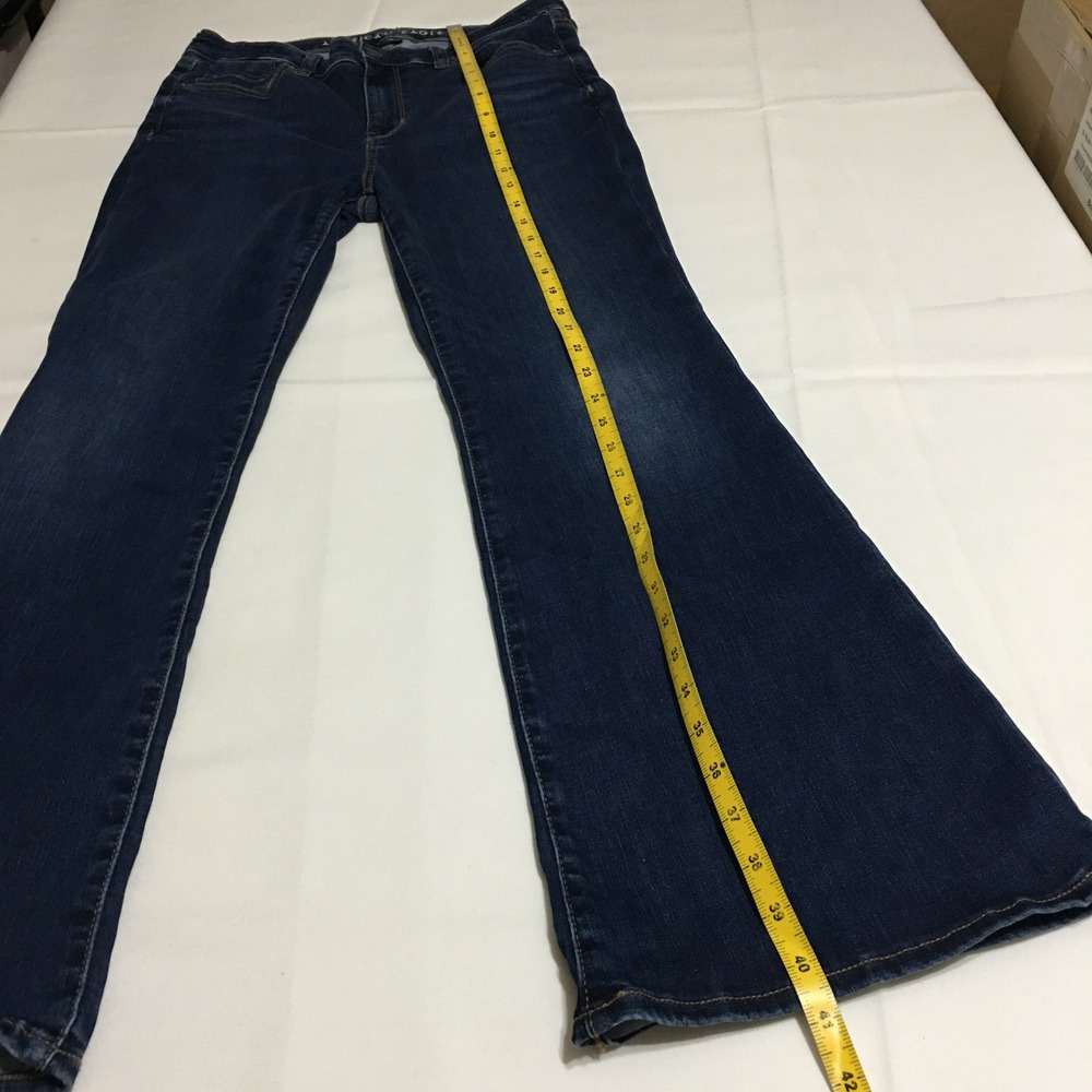American Eagle Super High-Rise Flare Jeans 8 Short Dark Wash Next Level Stretch - Picture 11 of 11